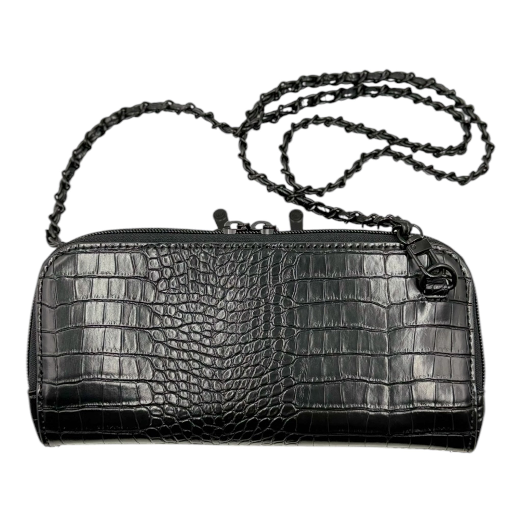 Osmand crossbody in shiny croc with chain strap