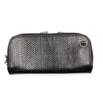 Vitale by Myriad black snake print shoulder bag product shot - vegan leather handbag with organized compartments