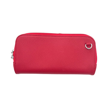 Red Vitale by Myriad clutch with a pebbled finish