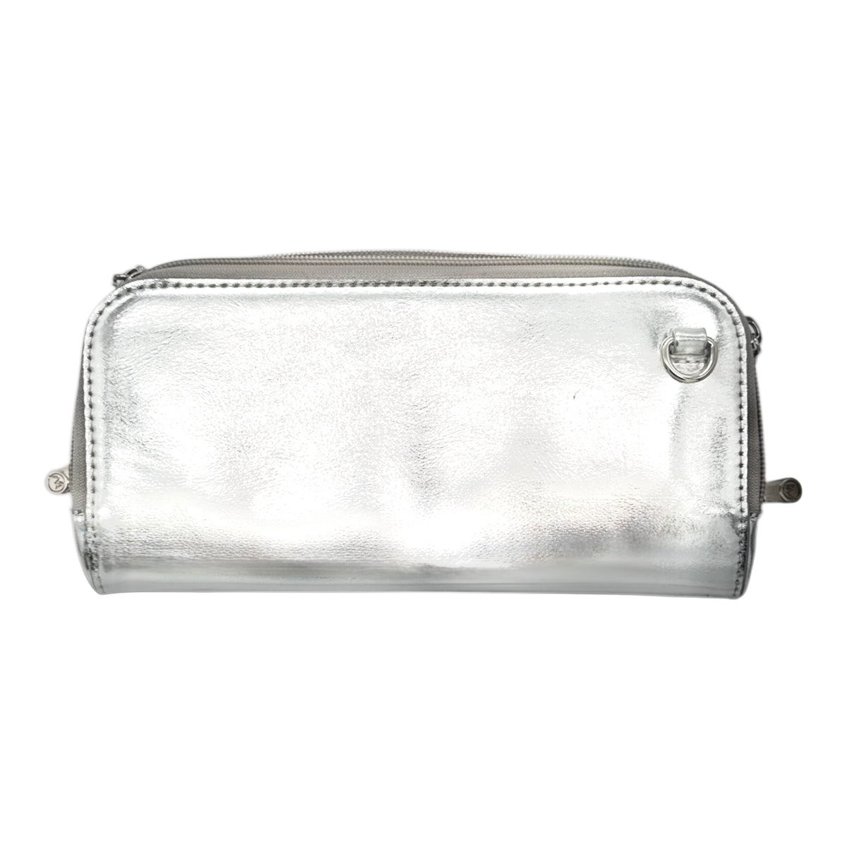 Vitale by Myriad Hestia silver metallic mini crossbody, vegan leather with touchscreen phone pocket