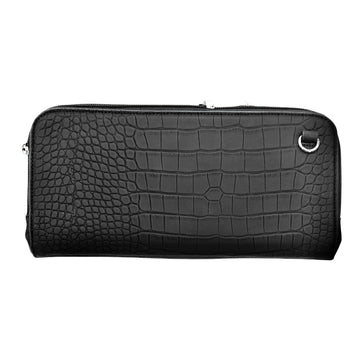 Vitale by Myriad Osmand crossbody clutch in black matte croc vegan leather, front view
