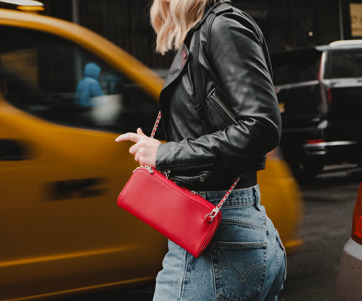 Vitale by Myriad red crossbody bag urban street style - vegan leather handbag with organized compartments