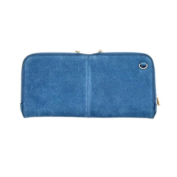 Zeloso leather clutch in Denim blue, Vitale + House of Alimena limited edition